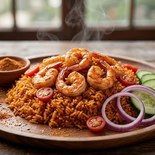 SHRIMP SUYA (JOLLOF RICE)