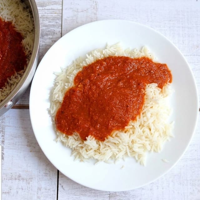 WHITE RICE W/STEW - NO PROTEIN.